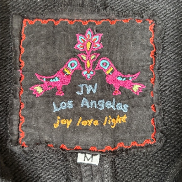 Johnny Was Black Gray Floral Embroidered Long Button Cotton Jacket Women Medium - Picture 3 of 16